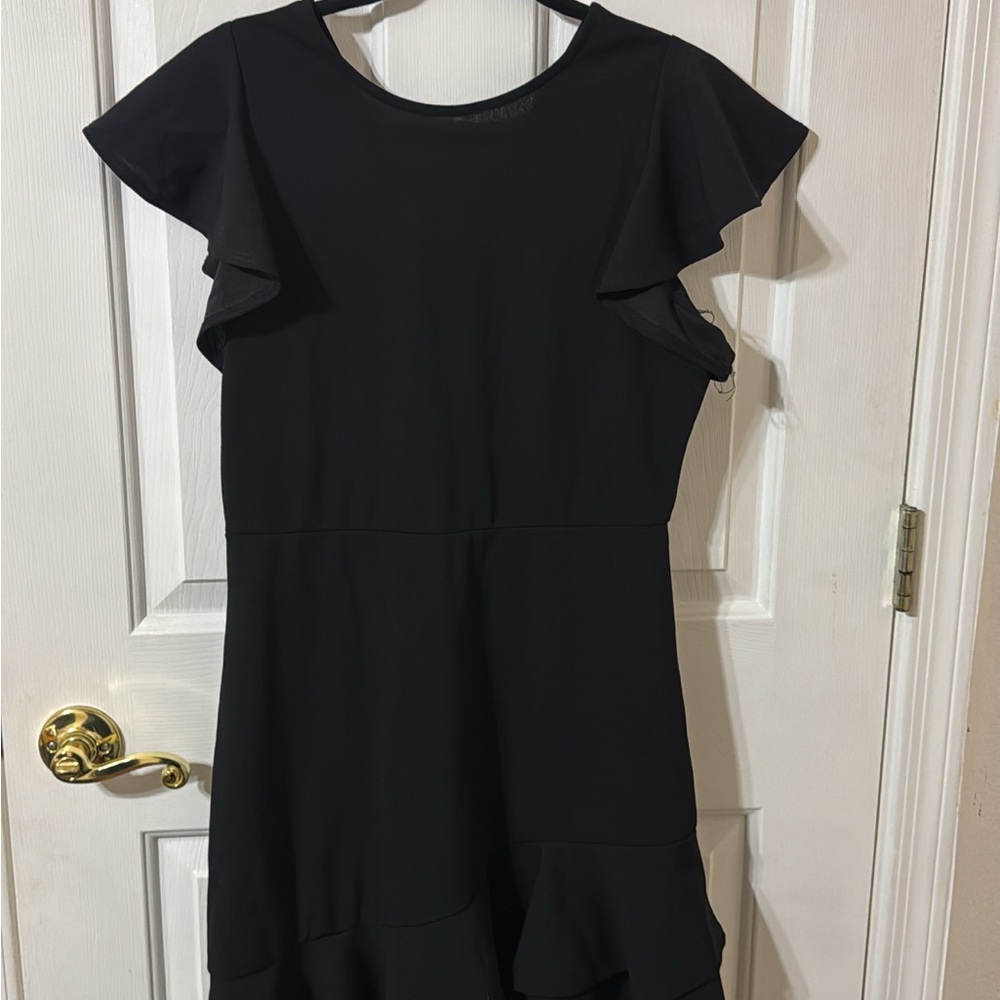 Black Ruffle Sleeve Women's Dress